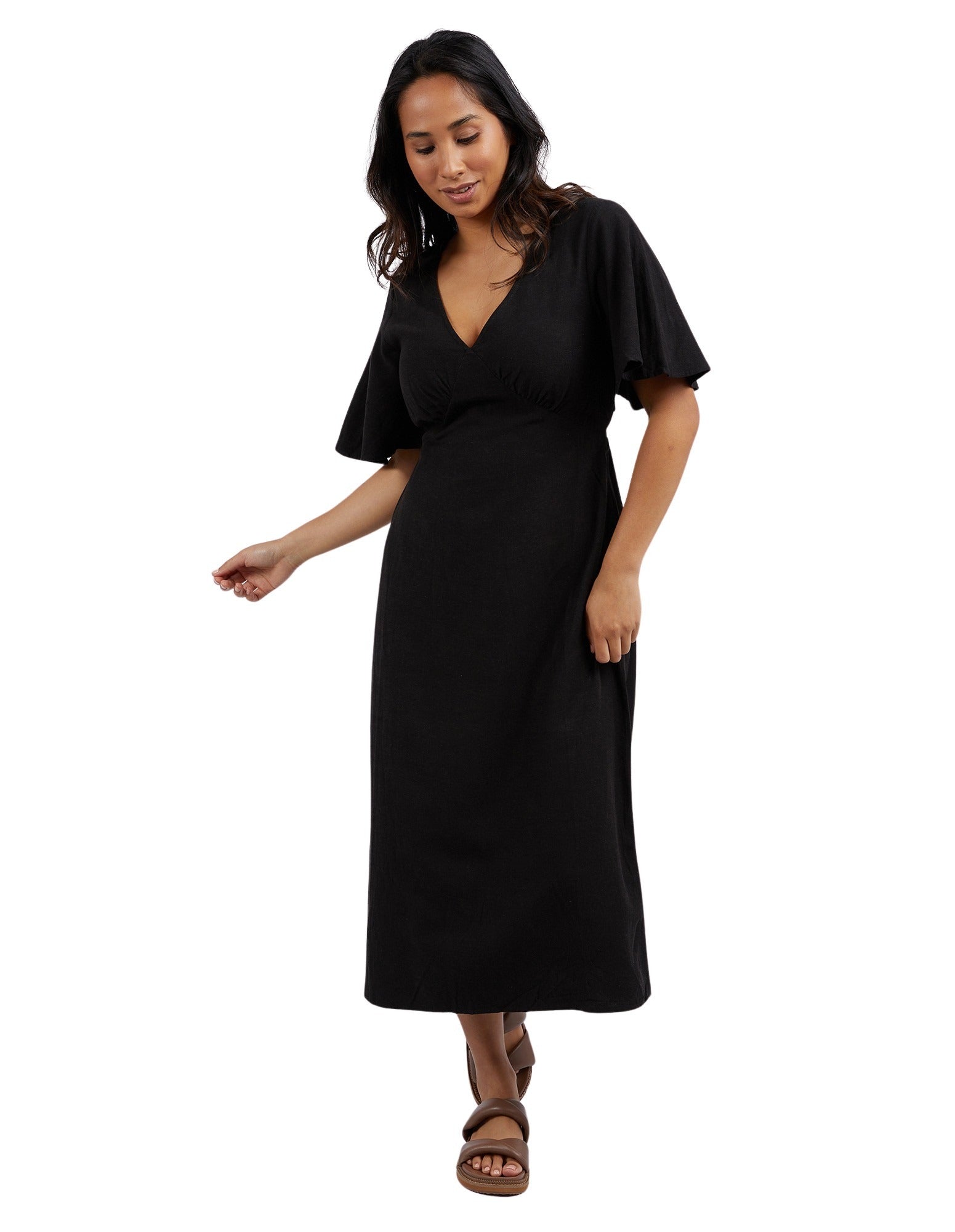 Foxwood - Bronte Linen Dress - Black - Last One Size 12!