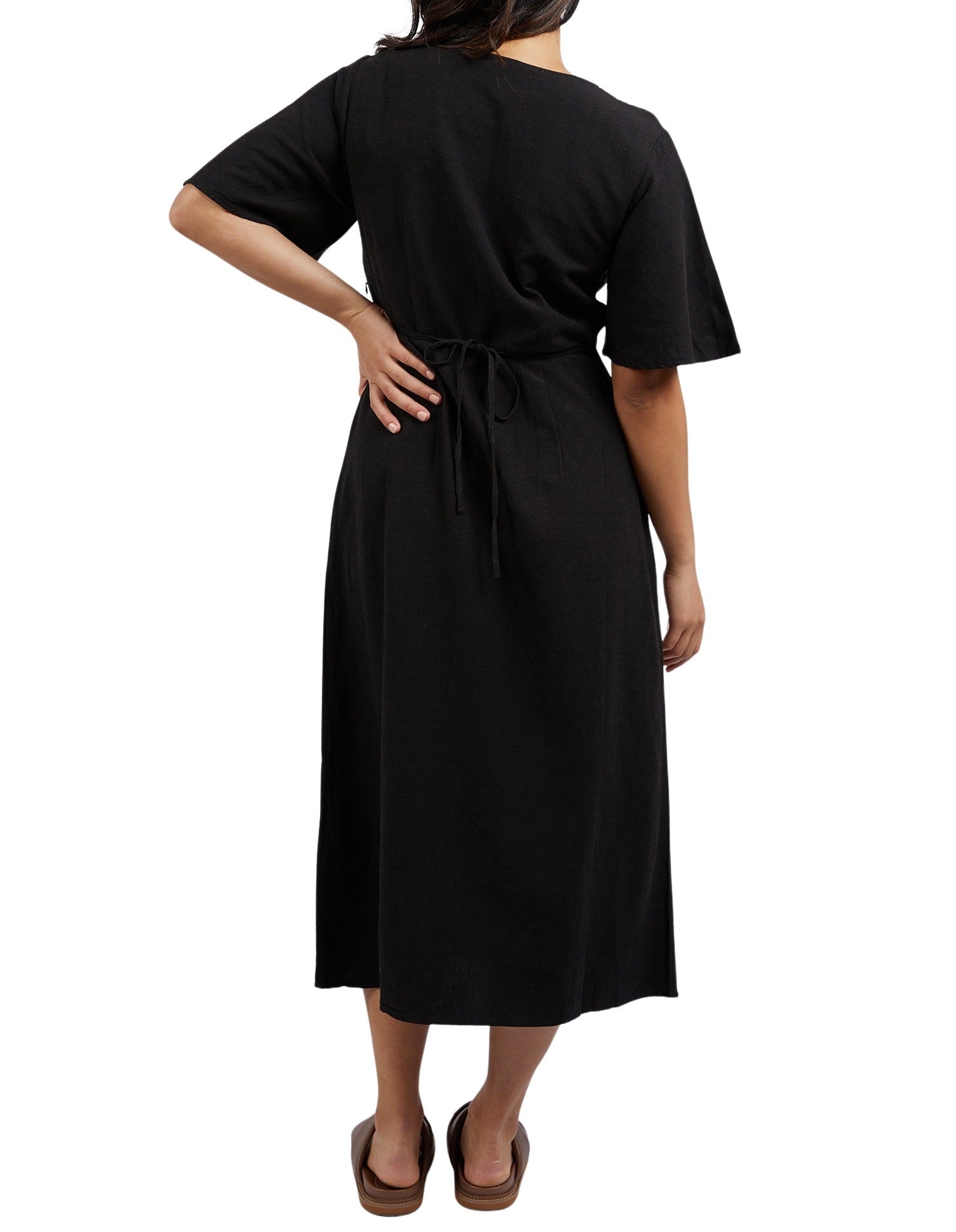 Foxwood - Bronte Linen Dress - Black - Last One Size 12!