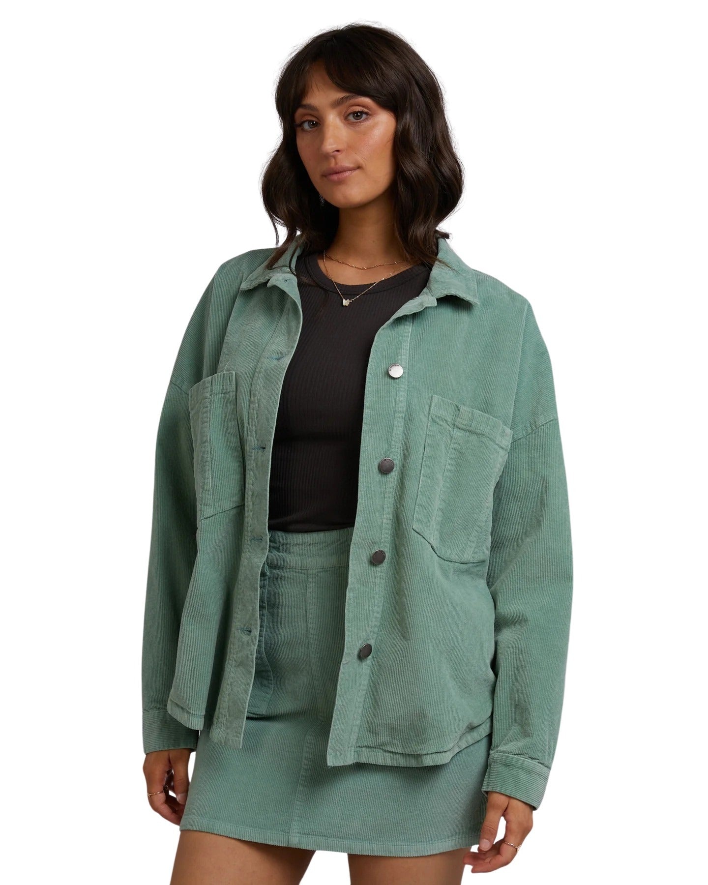 All About Eve - Emma Cord Shacket - Sage