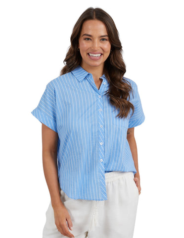 Elm - Hailey Stripe Shirt - Azure Blue - Last One Size 16!