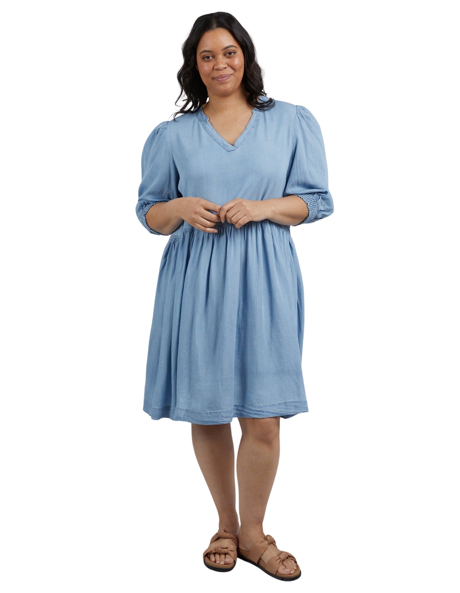Elm - Shanee Chambray Dress - Blue Wash - Last One Size 12!