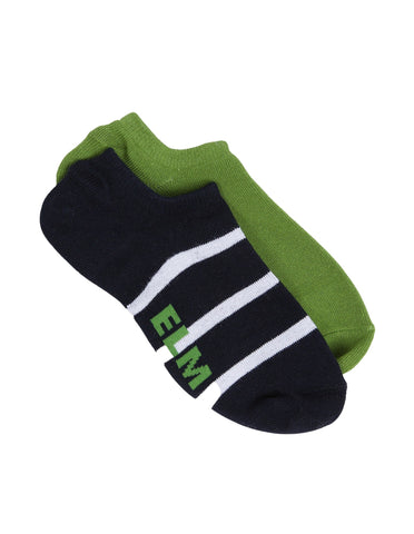 Elm - No Show Sock 2 PK - Shining Stripe and Green