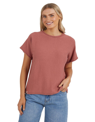 Elm - Rose Short Sleeve Knit - Clay - Last One Size M!