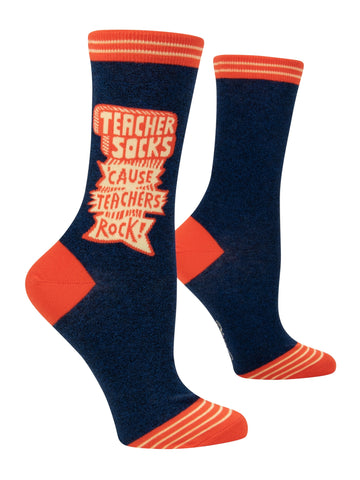 Blue Q - Crew Socks - Teacher Socks 'Cause Teachers Rock!