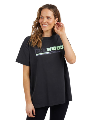 Foxwood LeisureFit Oversized Kickstart Tee - Washed Black - Last One Size 8!
