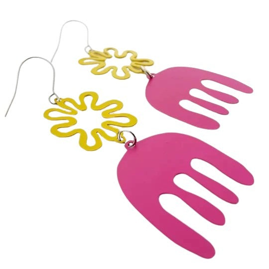 Denz & Co. -  Painted Steel Dangles - Yellow + Pink