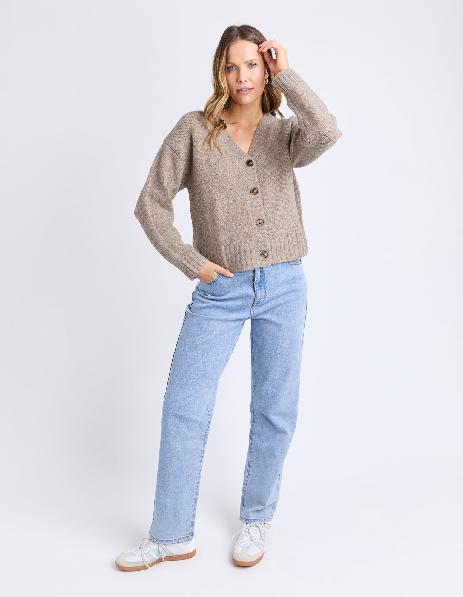 Foxwood - Jensen Button Cardi - Mushroom
