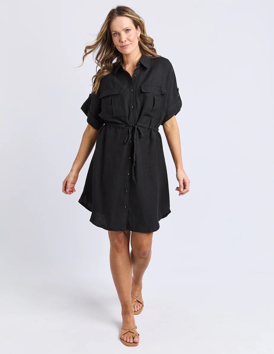 Foxwood Willow Shirt Dress - Black