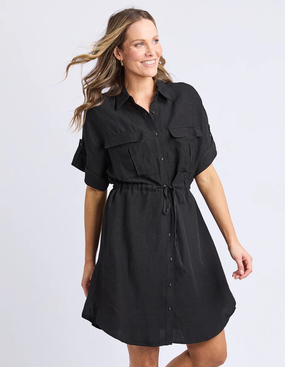 Foxwood Willow Shirt Dress - Black