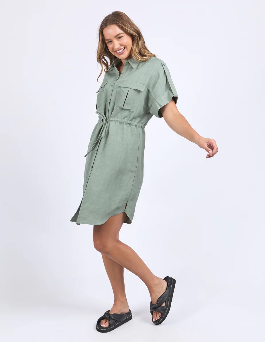 Foxwood Willow Shirt Dress - Sage