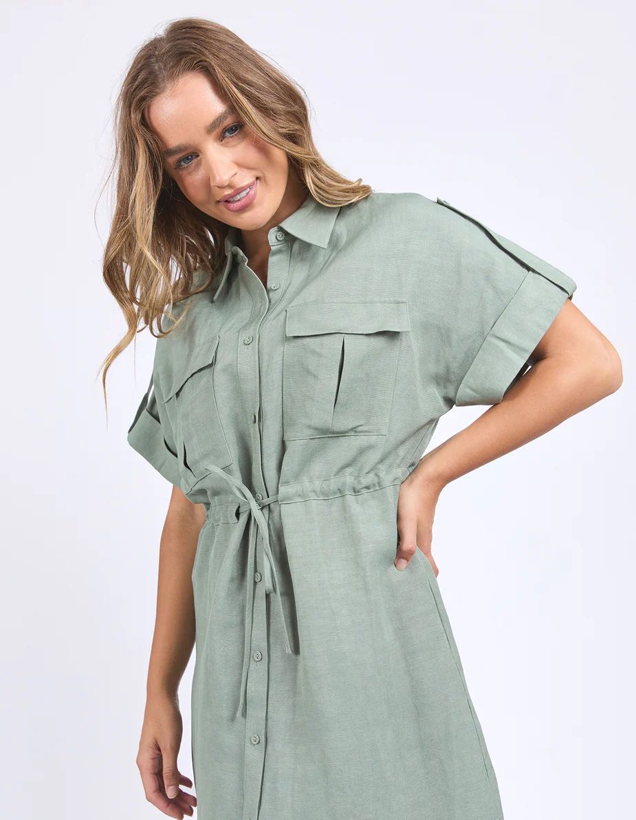 Foxwood Willow Shirt Dress - Sage