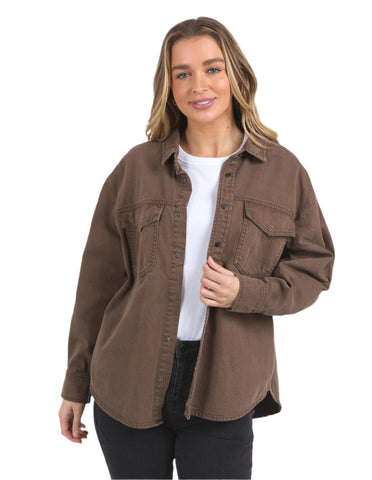 Daisy Denim Overshirt Chocolate