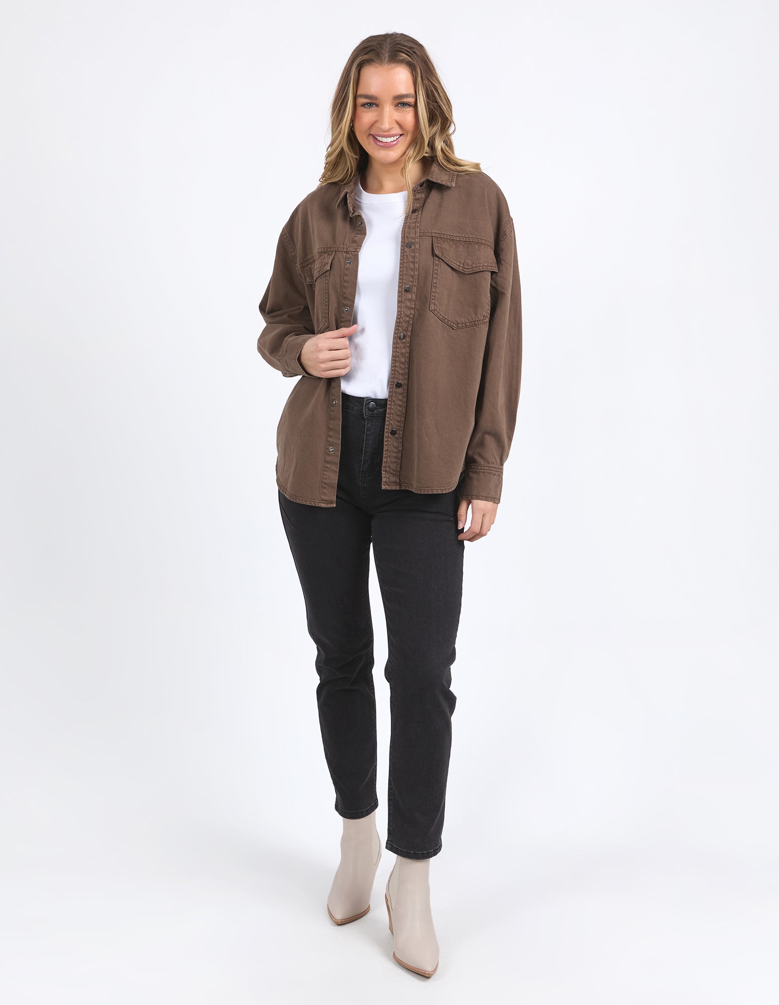 Foxwood Daisy Denim Overshirt - Chocolate