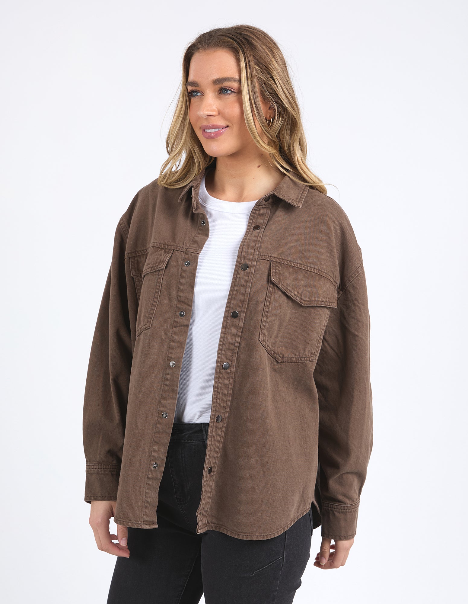 Foxwood Daisy Denim Overshirt - Chocolate