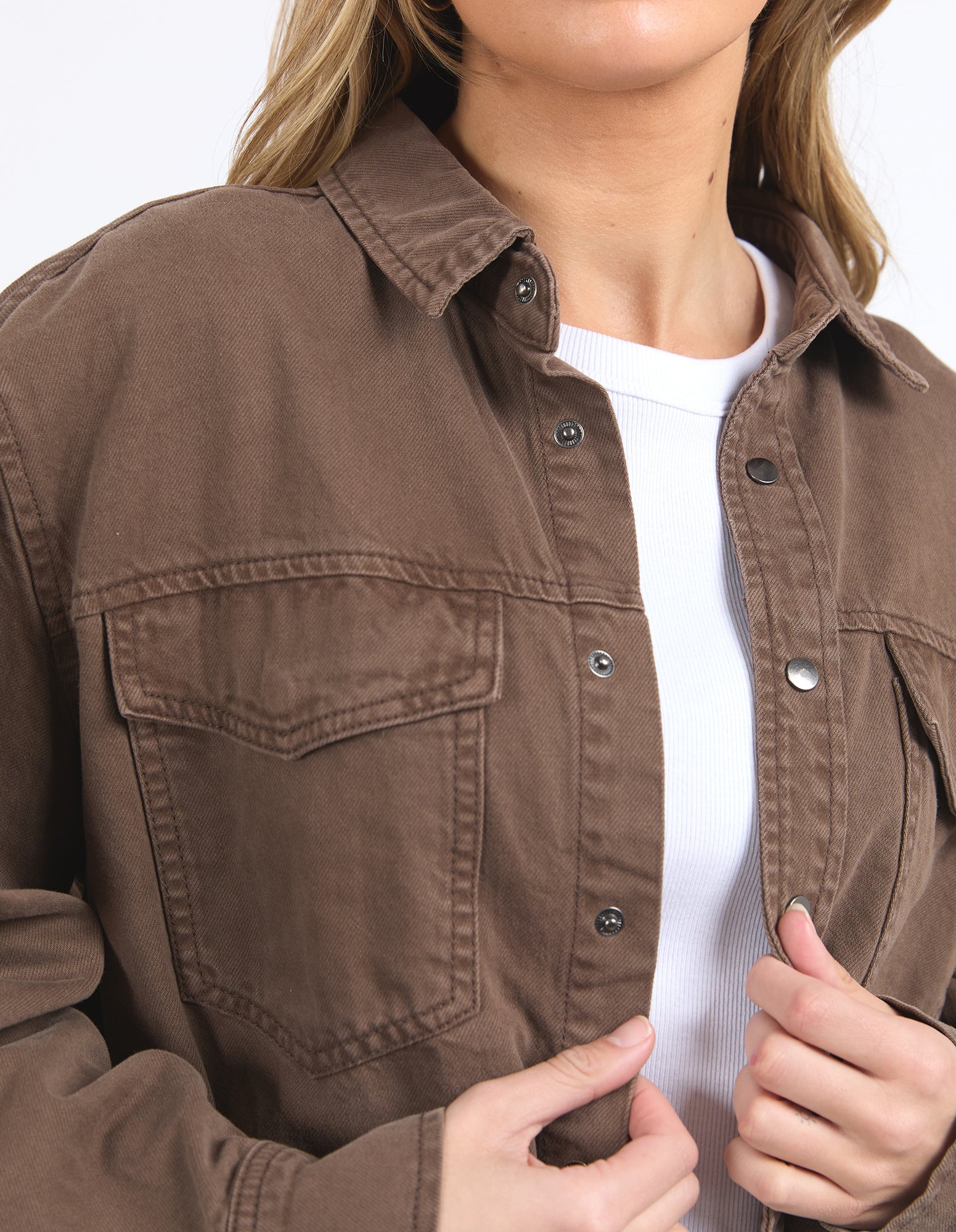 Foxwood Daisy Denim Overshirt - Chocolate