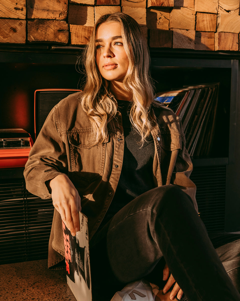 Foxwood Daisy Denim Overshirt - Chocolate