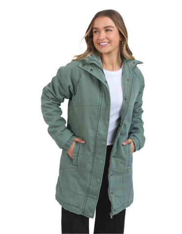 Rosalee Longline Jacket Washed Green