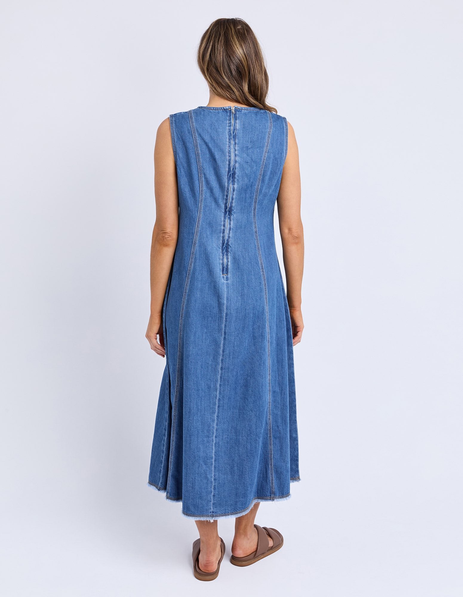 Foxwood Solene Denim Dress - Mid Blue