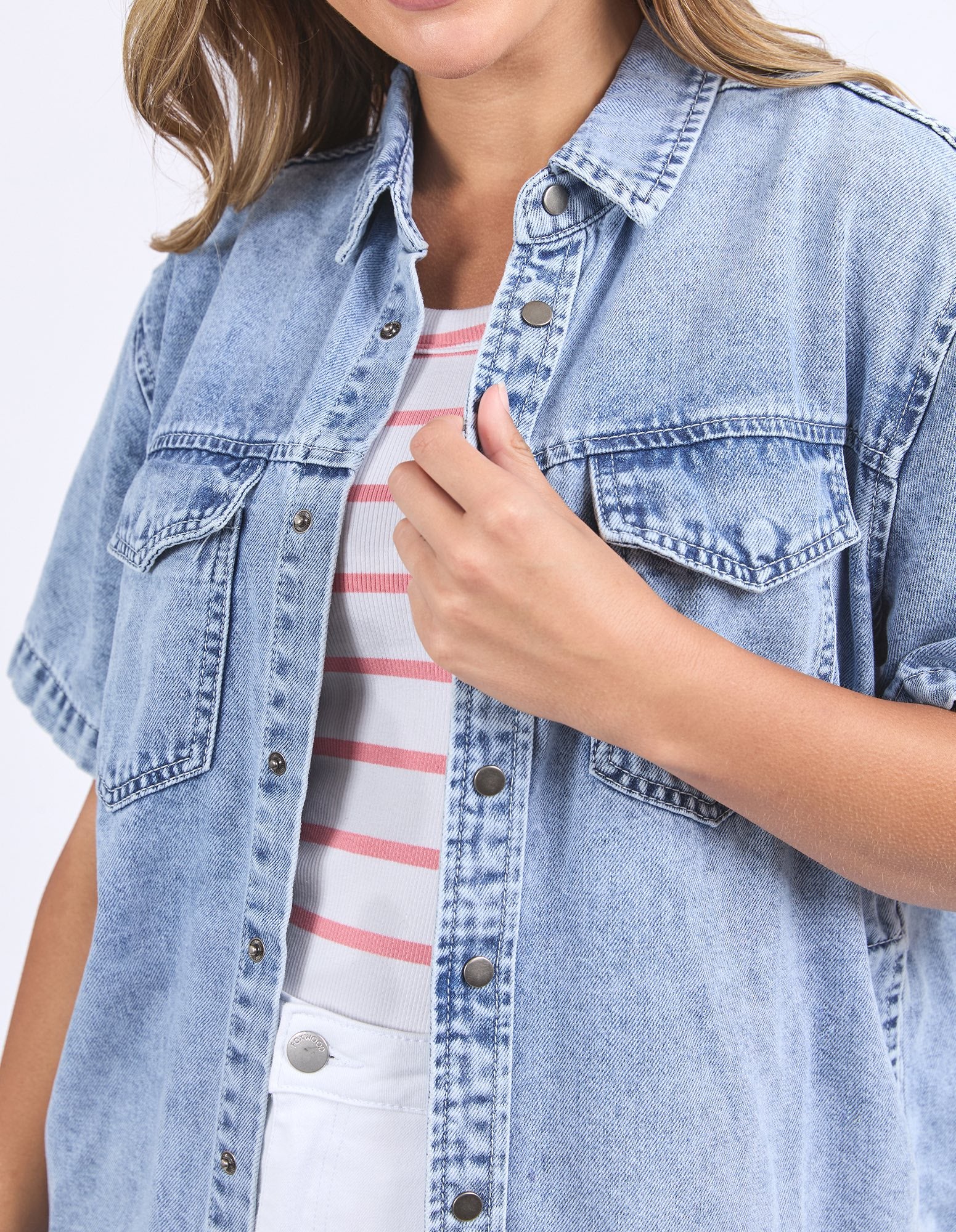 Foxwood - Daisy SS Shirt - Light Blue Denim