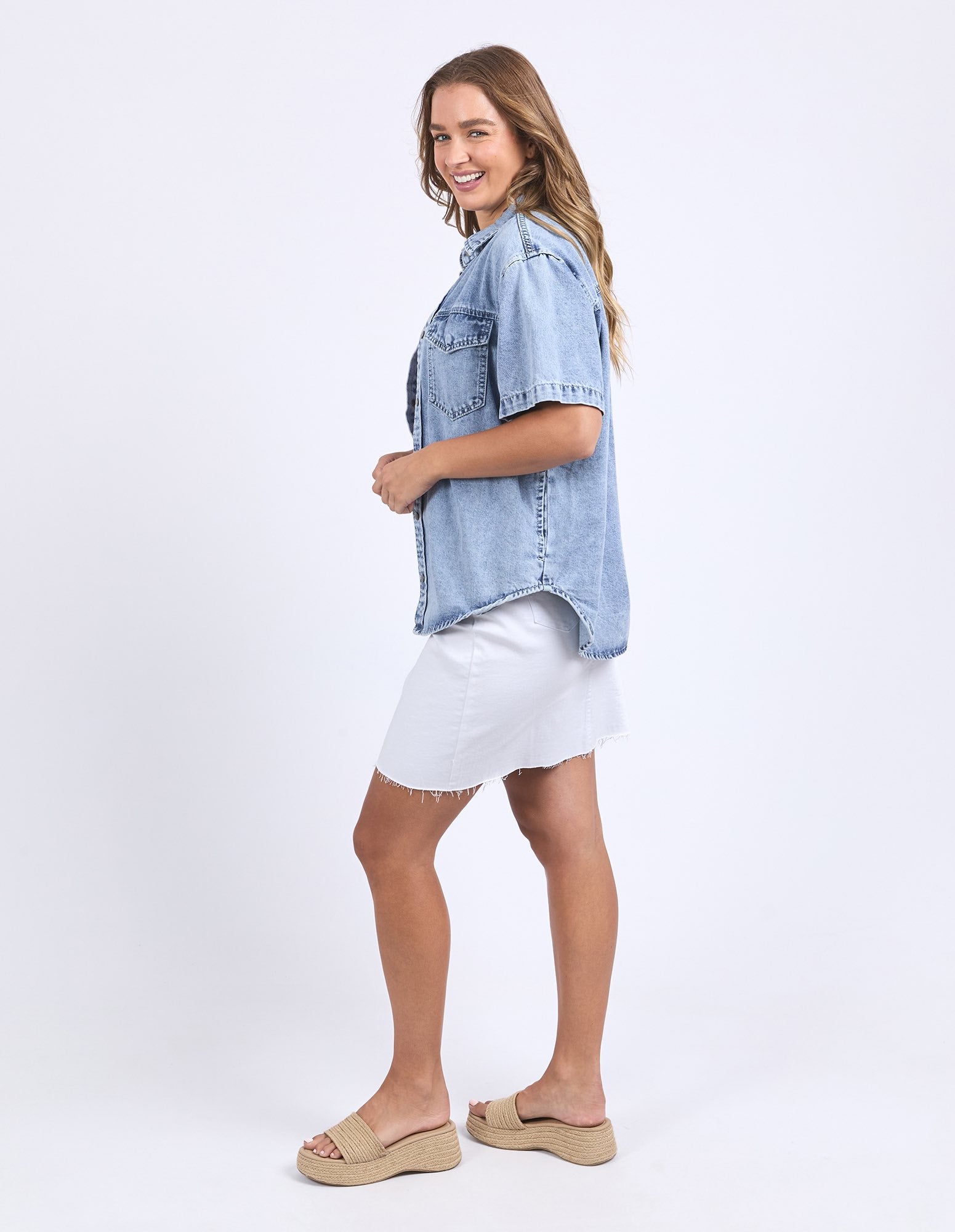 Foxwood - Daisy SS Shirt - Light Blue Denim
