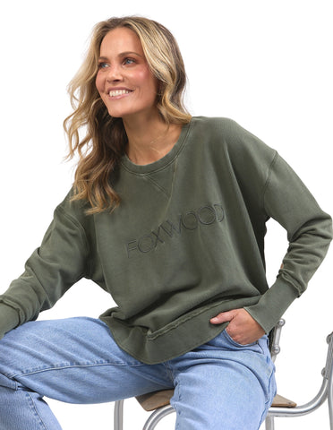 Foxwood Washed Simplified Crew - Khaki