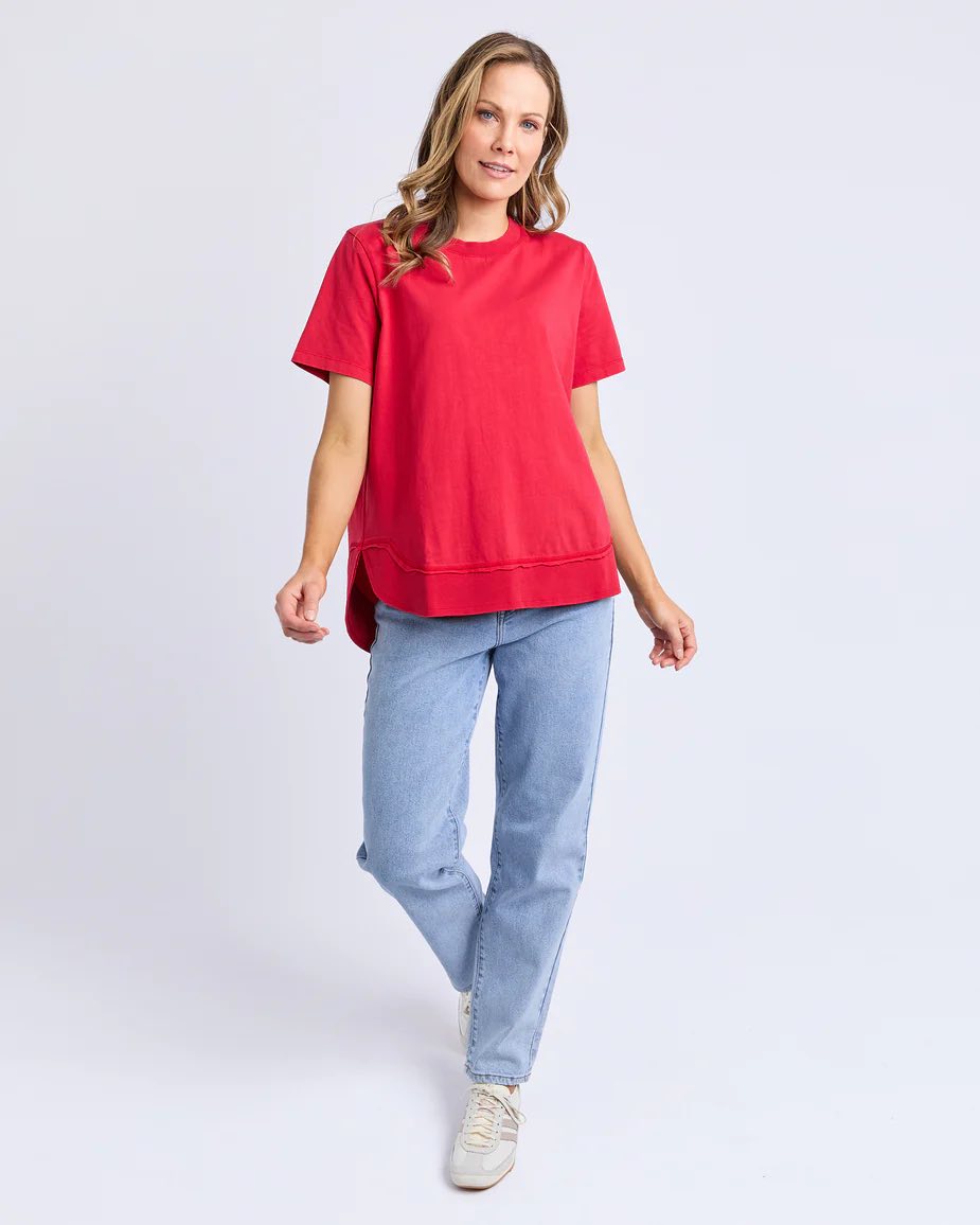 Foxwood - Farrah Short Sleeve Tee - Crimson Red