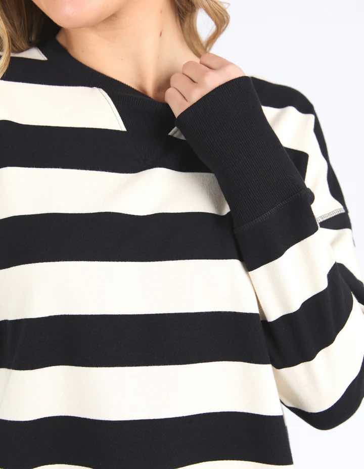 Foxwood Striped Delilah Crew - Black and White