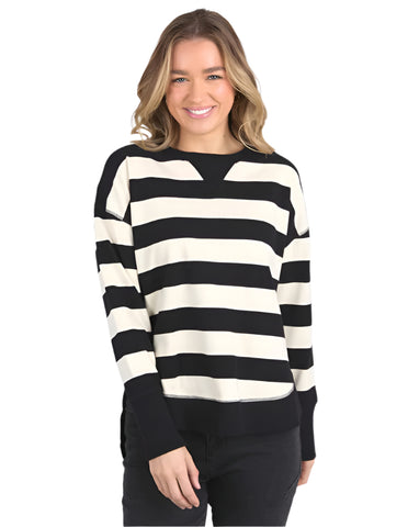 Delilah Stripe Crew Black and White