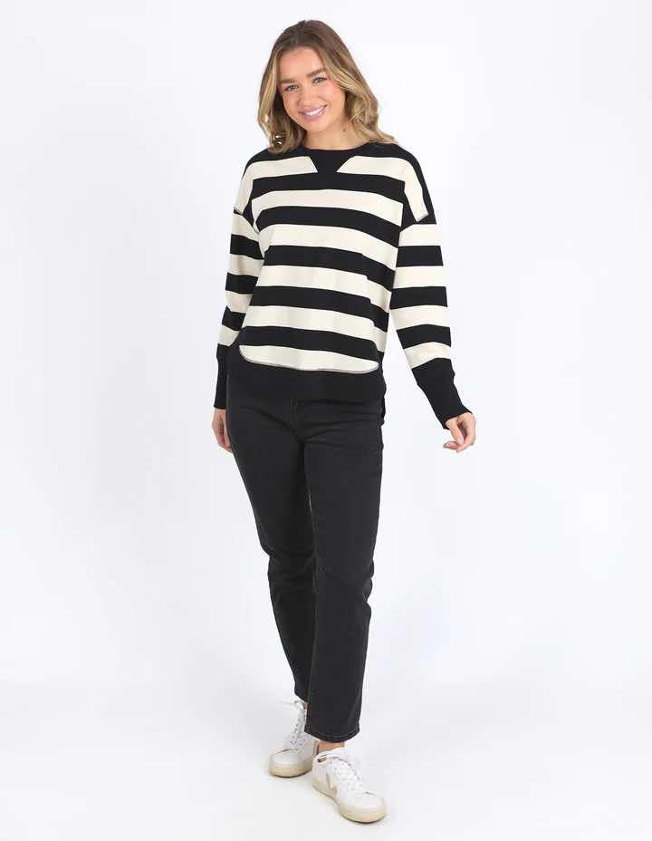 Foxwood Striped Delilah Crew - Black and White