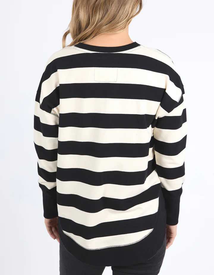 Foxwood Striped Delilah Crew - Black and White