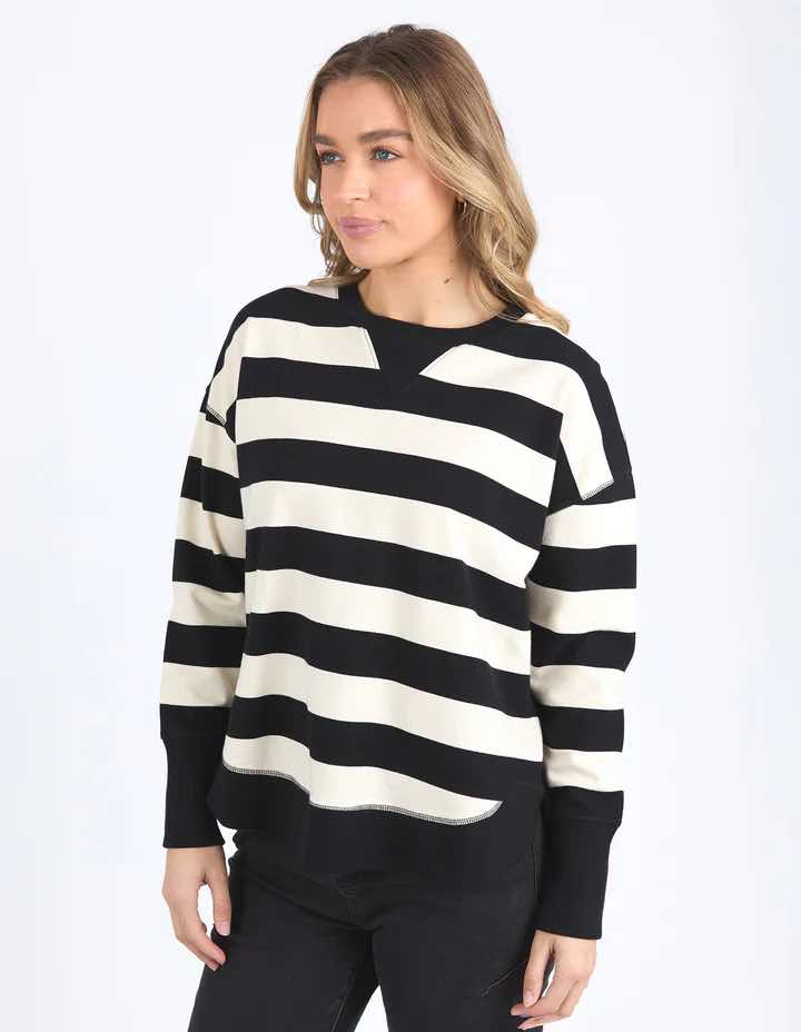 Foxwood Striped Delilah Crew - Black and White
