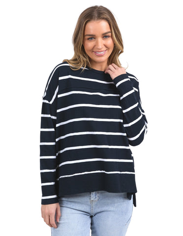 Jayne Stripe Throw On Top Navy