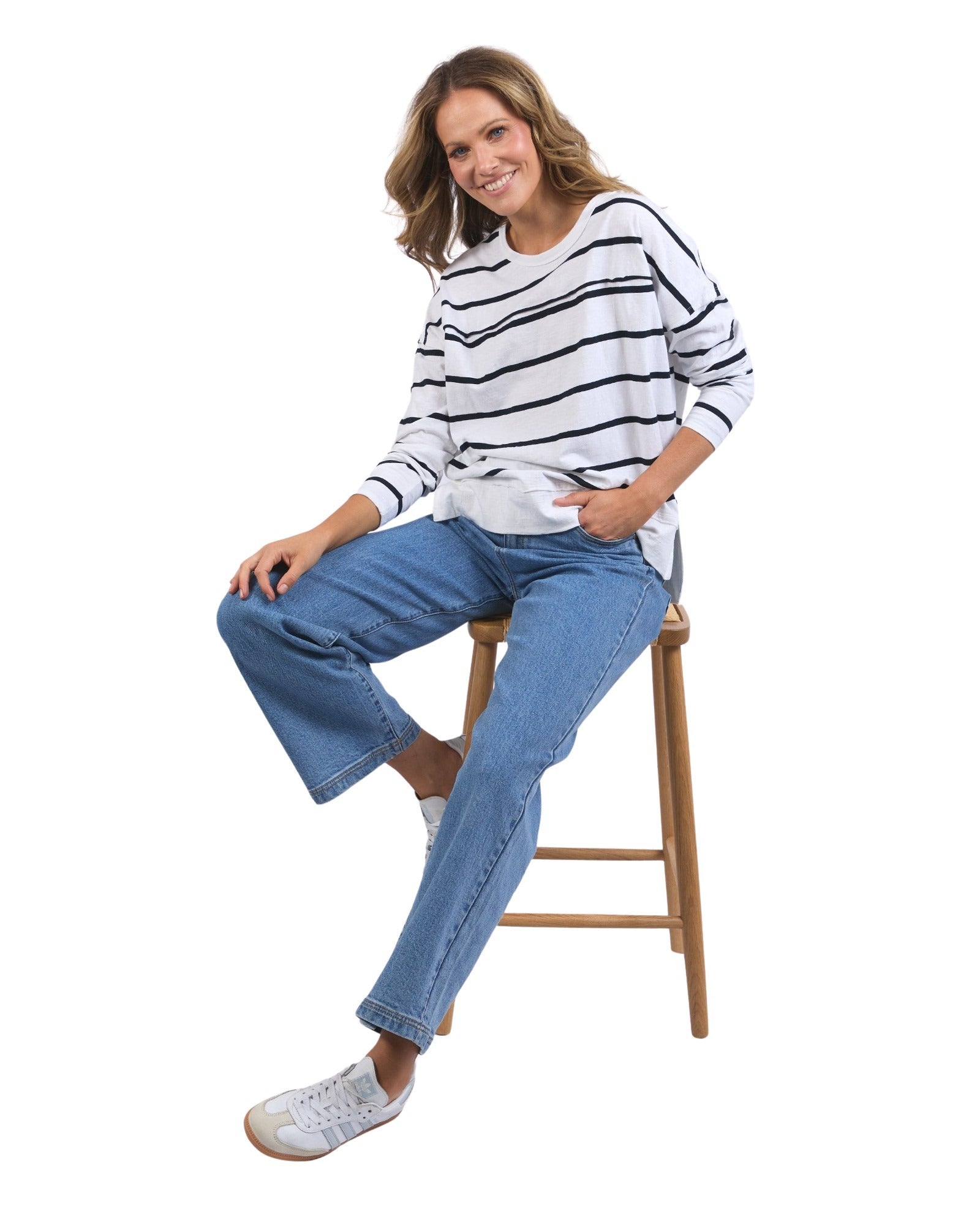 Foxwood - Jayne Stripe Throw On Top - White