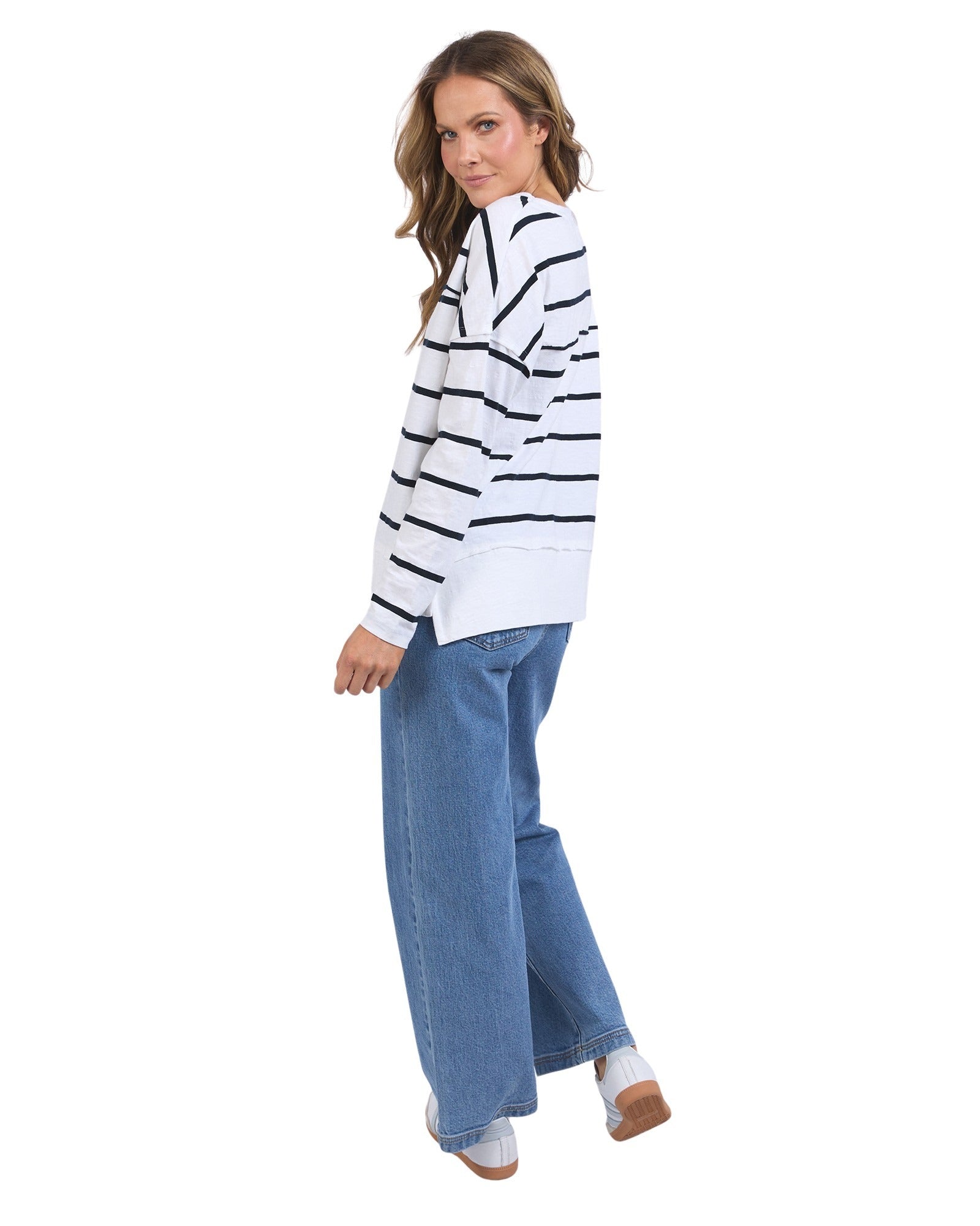 Foxwood - Jayne Stripe Throw On Top - White