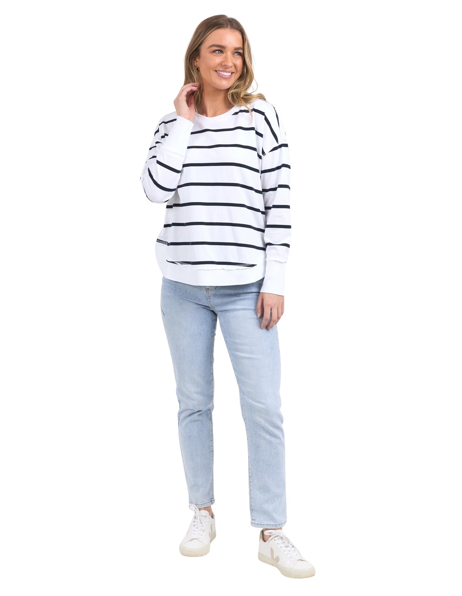 Foxwood - Farrah Stripe Long Sleeve - White