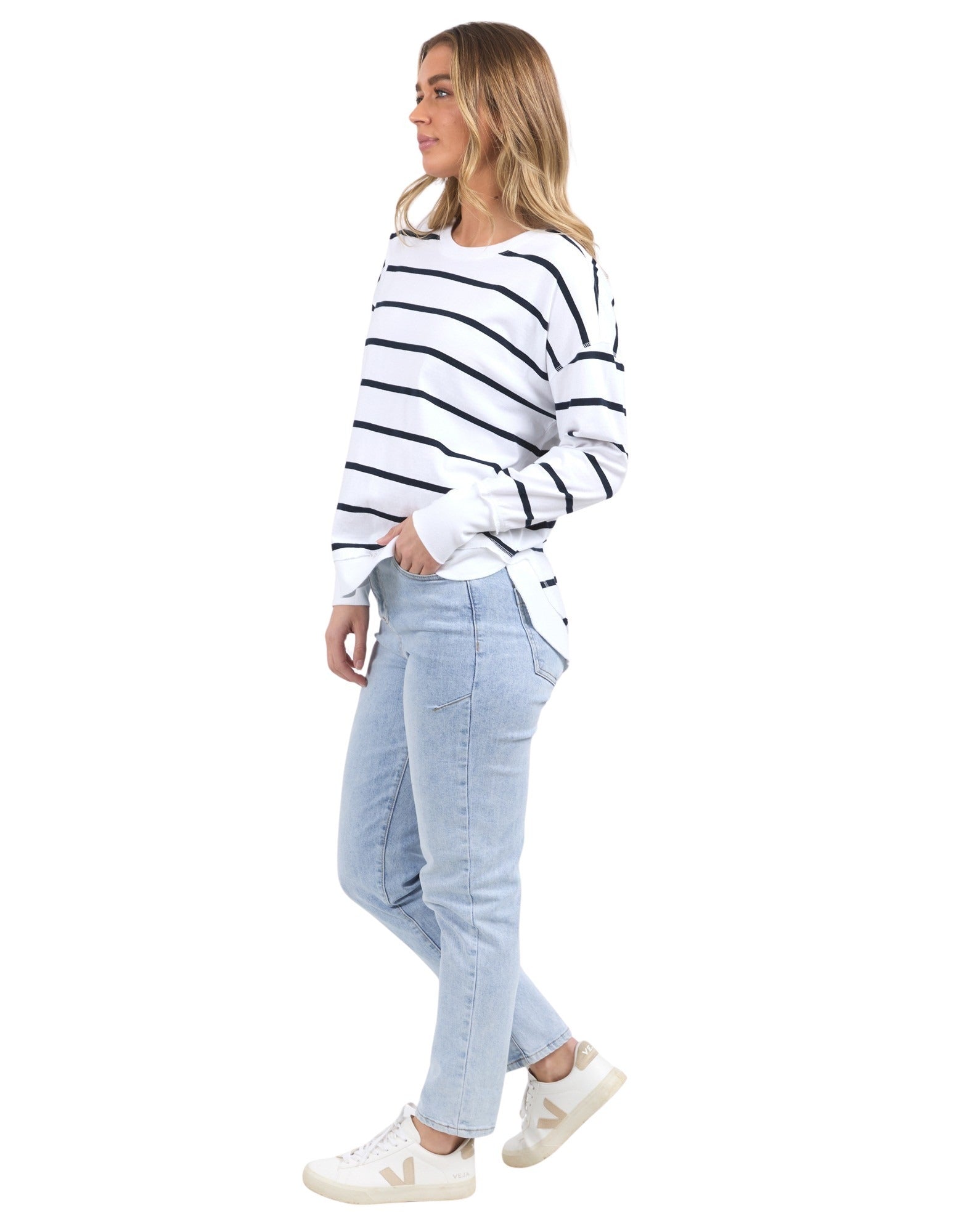 Foxwood - Farrah Stripe Long Sleeve - White