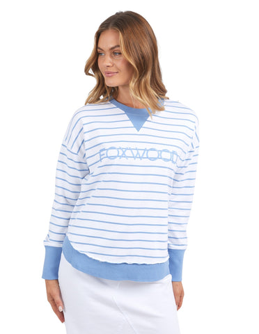 Foxwood Simplified Crew - Stripe White with Blue - NEW COLOUR!