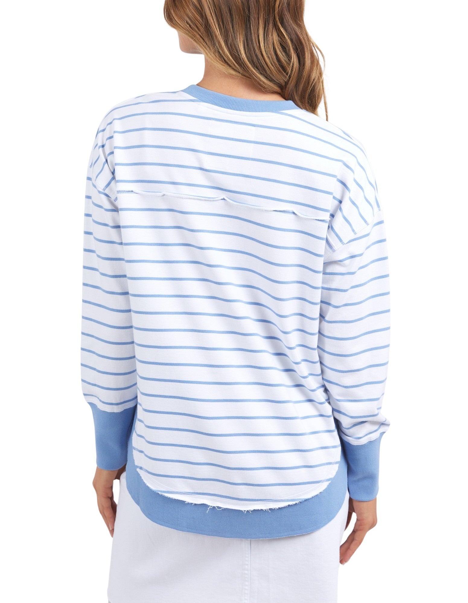 Foxwood Simplified Crew - Stripe White with Blue - NEW COLOUR!