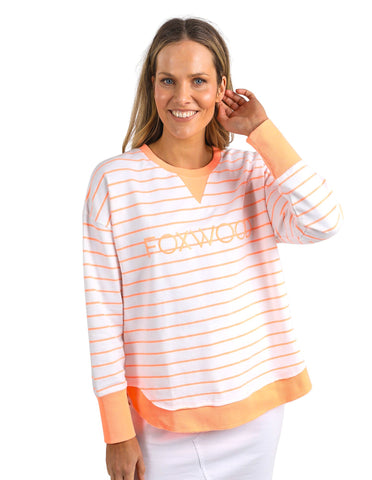 Foxwood Simplified Crew - Stripe Neon Peach - NEW COLOUR!