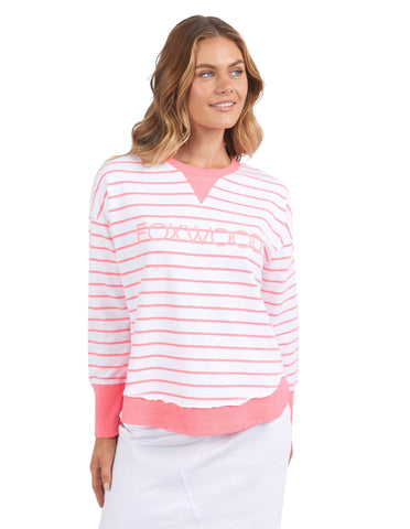 Foxwood Simplified Crew - Stripe Neon Pink - NEW COLOUR!