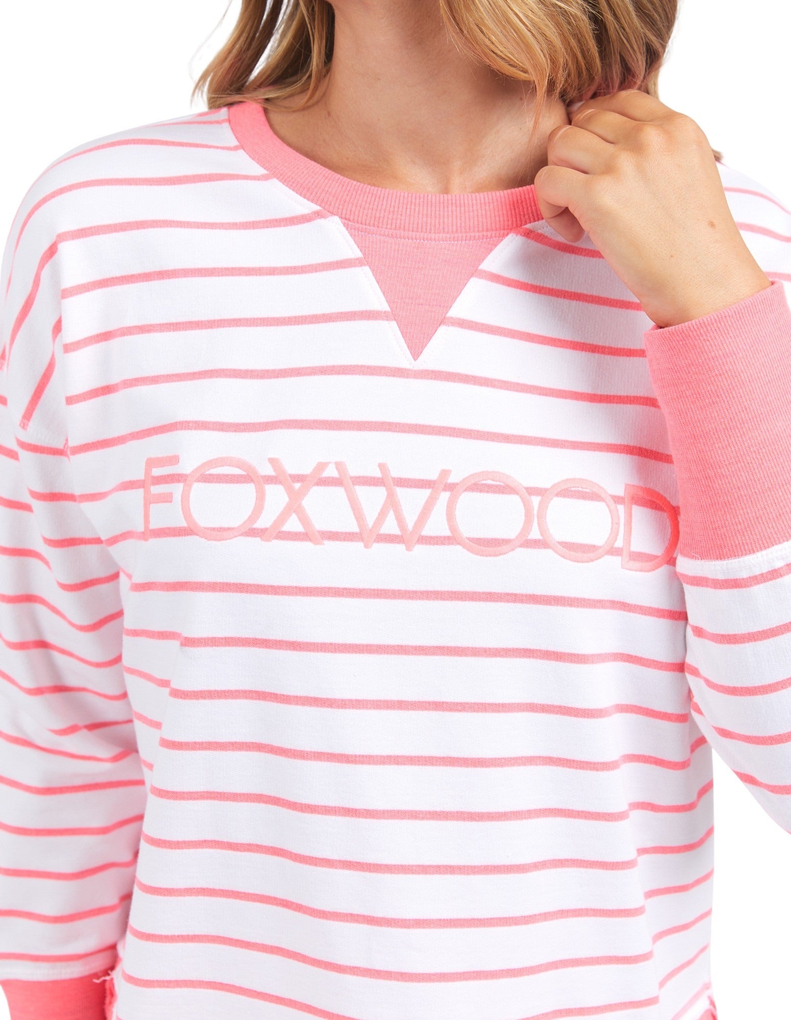 Foxwood Simplified Crew - Stripe Neon Pink - NEW COLOUR!