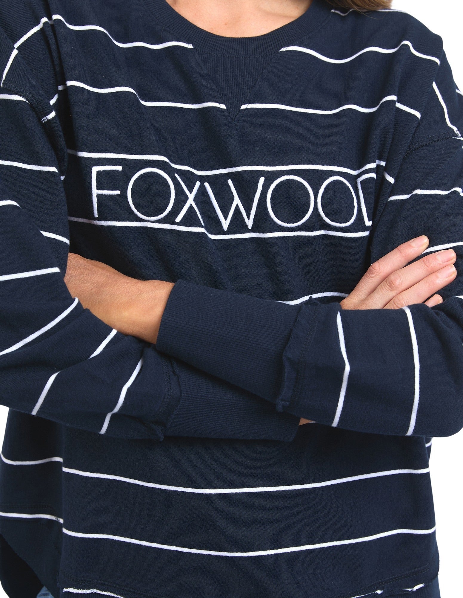 Foxwood Simplified Crew - Stripe Navy with White - NEW COLOUR!