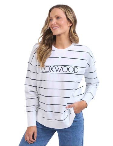 Foxwood Simplified Crew - Stripe White with Navy - NEW COLOUR!