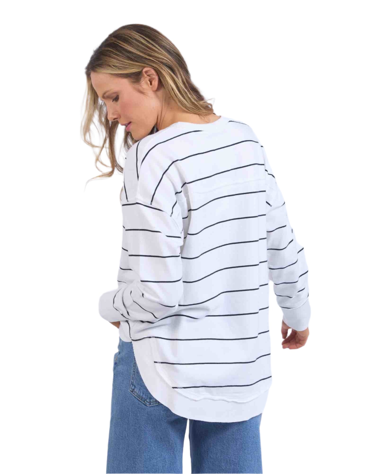 Foxwood Simplified Crew - Stripe White with Navy - NEW COLOUR!