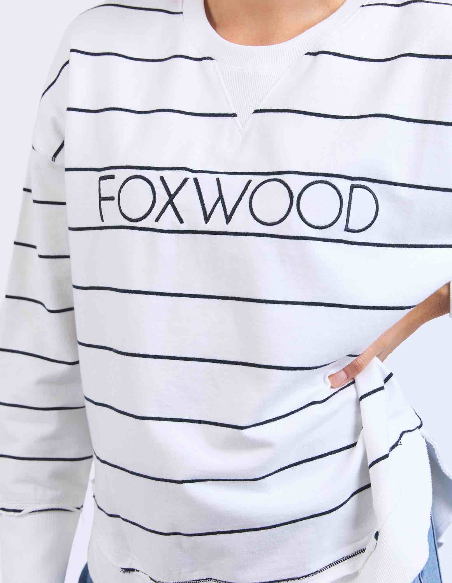 Foxwood Simplified Crew - Stripe White with Navy - NEW COLOUR!