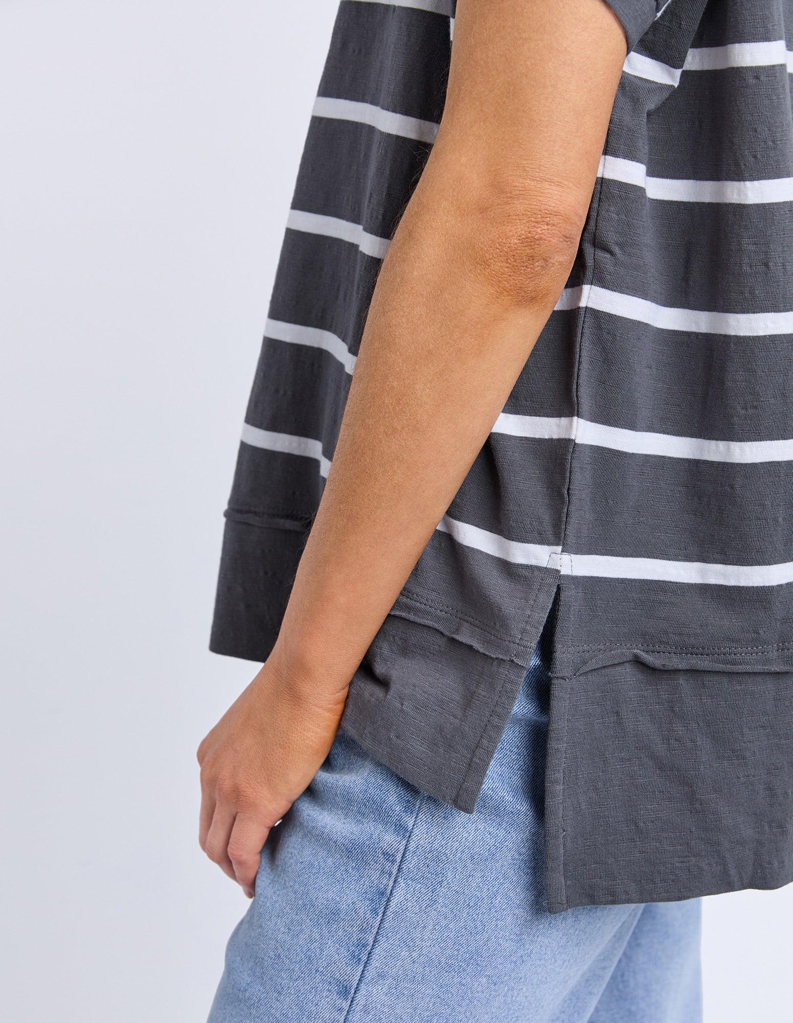 Foxwood - Allison Stripe Tee - Charcoal