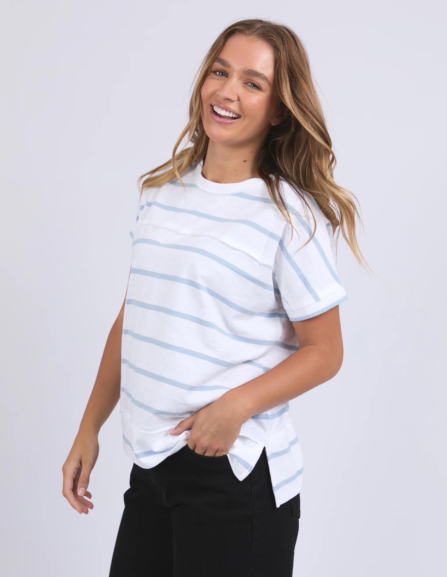 Foxwood - Allison Stripe Tee - Sky