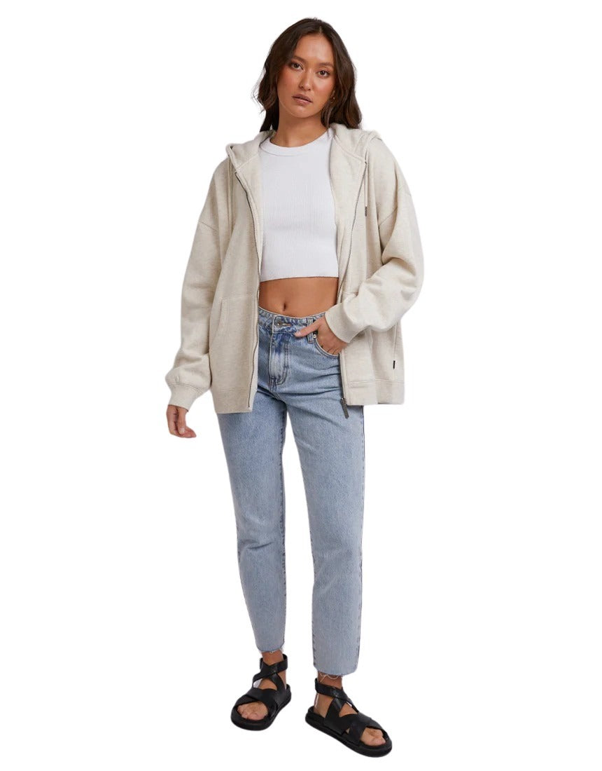 All About Eve - Oversized Zip Thru Hoody - Oatmeal