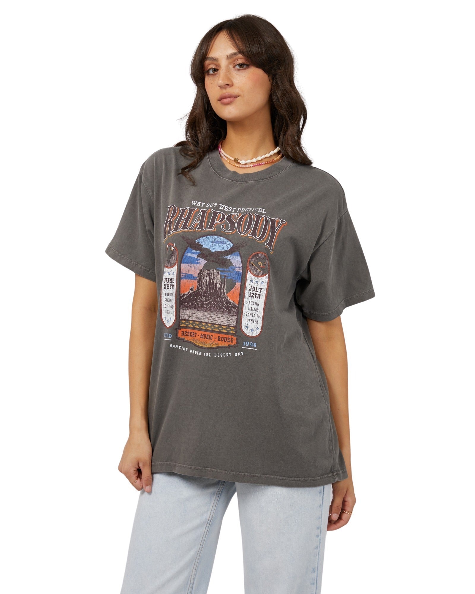 All About Eve - Sky Dance Oversized Tee - Charcoal