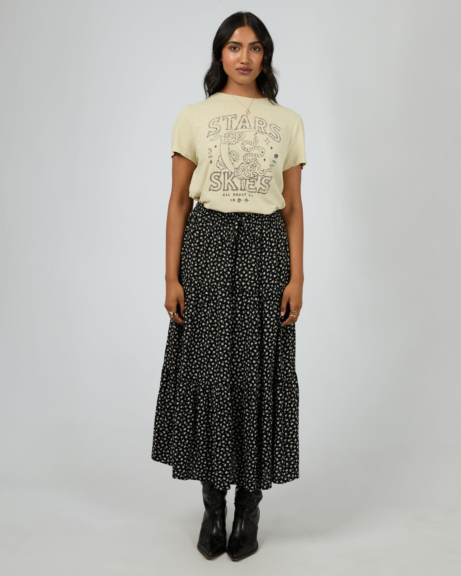 All About Eve - Wren Maxi Skirt - Black Print